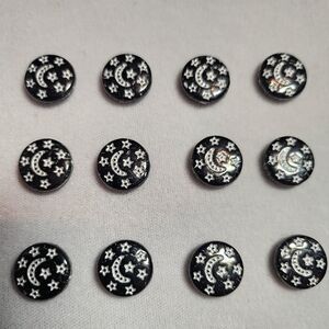 Black and White Star and Moon Beads